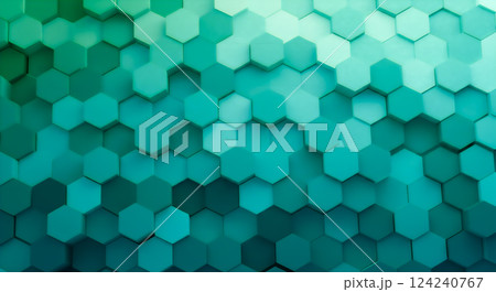 緑が織りなすスタイリッシュな六角形の緑のテクスチャ 124240767