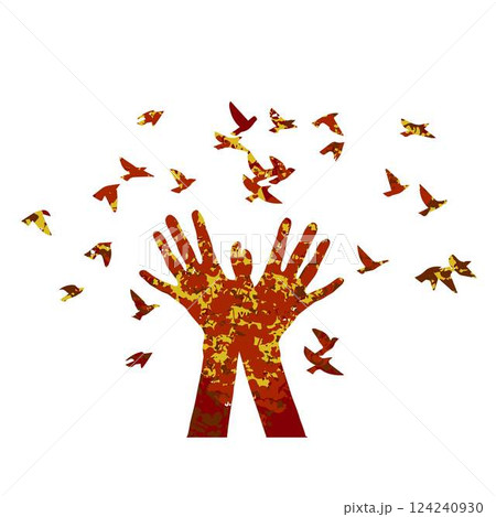 hand release the birds. 124240930