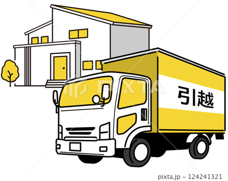 住宅街を走るトラックのイラスト 124241321