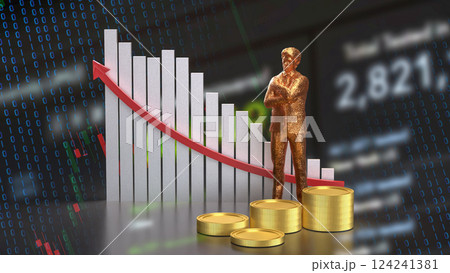 The Man and chart for Business Concept 3d Rendering. The Man and chart for Business Concept 3d Rendering. 124241381