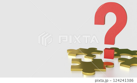 The Red Question mark and jigsaw for creative concept 3d Rendering. 124241386