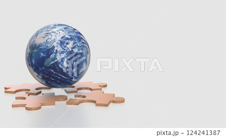 The Earth and jigsaw for Eco concept 3d Rendering. 124241387