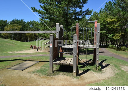 児童公園の木製遊具 124241558