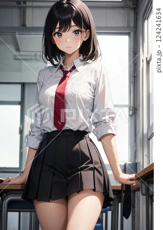 セーラー服で窓の外を眺める女子高生 セーラー服で窓の外を眺める女子高生 124241634