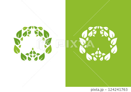 Eco lungs and leaves logo. Premium internal organ logotype design template. 124241763