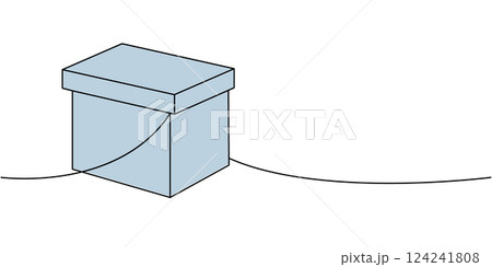 Delivery box one line colored continuous drawing. Packaging box. Vector illustration. 124241808