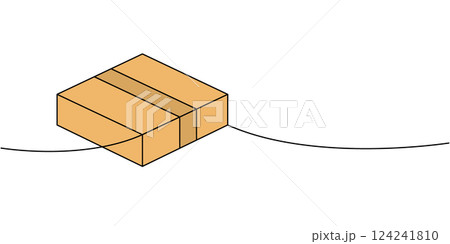 Packaging box one line colored continuous drawing. Storage box. Vector illustration. 124241810