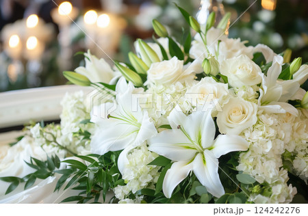 葬儀のためのフラワーアレンジメント 124242276