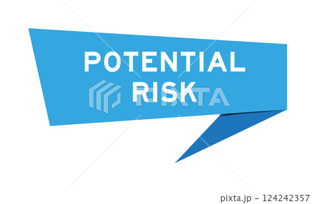 Blue color speech banner with word potential risk on white background Blue color speech banner with word potential risk on white background 124242357