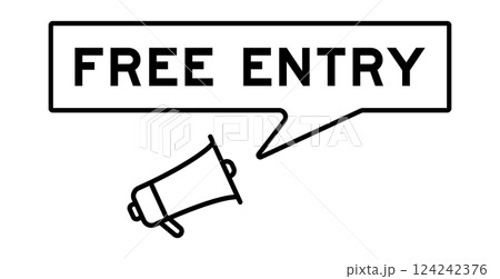 Megaphone icon with speech bubble in word free entry on white background 124242376