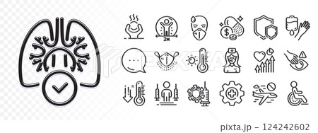 Heart beat, Dont touch and Weather thermometer line icons for web app. Glare of light effect. Message icon. Pack of Lungs, Medical mask, Low thermometer pictogram icons. Vector Heart beat, Dont touch and Weather thermometer line icons for web app. Glare of light effect. Message icon. Pack of Lungs, Medical mask, Low thermometer pictogram icons. Vector 124242602