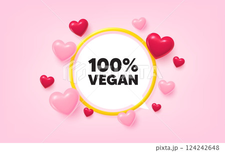 Vegan food frame banner. Speech bubble offer. 100 percent vegan tag. Organic bio food sign. Vegetarian product symbol. 3d hearts love tag. Golden frame banner. Vector Vegan food frame banner. Speech bubble offer. 100 percent vegan tag. Organic bio food sign. Vegetarian product symbol. 3d hearts love tag. Golden frame banner. Vector 124242648