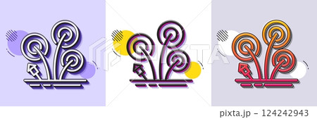 Fireworks line icon. Halftone dotted pattern. Gradient icon with grain shadow. Pyrotechnic salute sign. Carnival celebration lights symbol. Line fireworks icon. Various designs. Vector Fireworks line icon. Halftone dotted pattern. Gradient icon with grain shadow. Pyrotechnic salute sign. Carnival celebration lights symbol. Line fireworks icon. Various designs. Vector 124242943