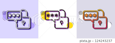 Lock line icon. Halftone dotted pattern. Gradient icon with grain shadow. Padlock password sign. Security access pass symbol. Line lock icon. Various designs. Vector Lock line icon. Halftone dotted pattern. Gradient icon with grain shadow. Padlock password sign. Security access pass symbol. Line lock icon. Various designs. Vector 124243237