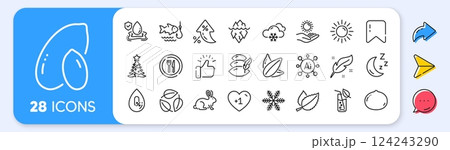 Animal tested, Leaves and Water glass line icons. Interest rate, AI generate, Inflation icons. Pack of Feather, Macadamia nut, Moon icon. Snowflake, Peanut, No alcohol pictogram. Vector Animal tested, Leaves and Water glass line icons. Interest rate, AI generate, Inflation icons. Pack of Feather, Macadamia nut, Moon icon. Snowflake, Peanut, No alcohol pictogram. Vector 124243290