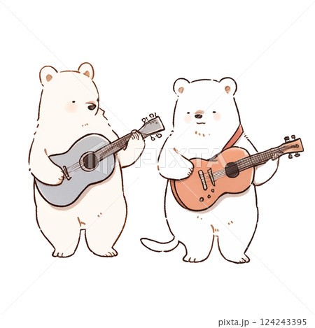 ウクレレを弾くシロクマのイラスト 124243395