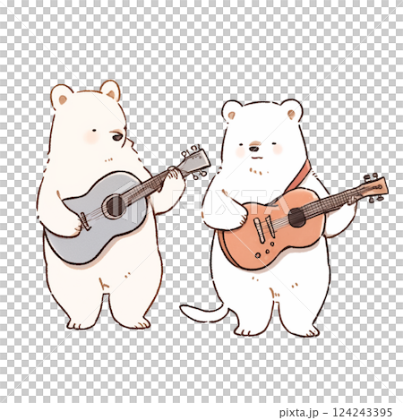 ウクレレを弾くシロクマのイラスト 124243395