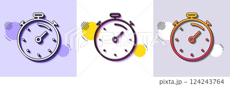 Timer line icon. Halftone dotted pattern. Gradient icon with grain shadow. Time management sign. Stopwatch symbol. Line timer icon. Various designs. Vector Timer line icon. Halftone dotted pattern. Gradient icon with grain shadow. Time management sign. Stopwatch symbol. Line timer icon. Various designs. Vector 124243764