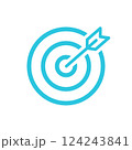 Clear Business Success Icon. Target and Arrow. Isolated on white. Blue icon set. 124243841