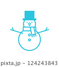 Snowman icon. Isolated on white background. Blue icon set 124243843