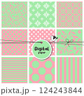Mint Green and Pink. Perfect Harmony seamless patterns. 124243844
