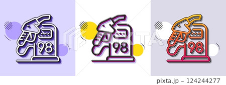 Petrol station line icon. Halftone dotted pattern. Gradient icon with grain shadow. Filling station sign. E5 petroleum fuel symbol. Line petrol station icon. Various designs. Vector 124244277