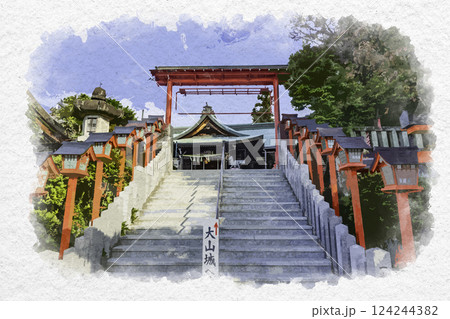 水彩画風 犬山 三光稲荷神社 拝殿 愛知県犬山市 水彩画風 犬山 三光稲荷神社 拝殿 愛知県犬山市 124244382