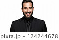 笑顔の黒い服を着た髭の濃い外国人男性 124244678