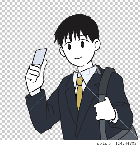 定期ICカードを持つスーツの男性 124244885