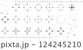 星とキラキラの輝くアイコンセット　華やかな装飾デザイン　白黒 124245210