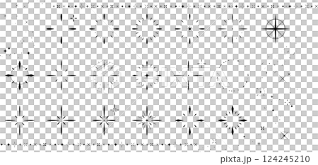 星星和閃閃發光的圖標集,華麗的裝飾設計,黑色和白色 星星和閃閃發光的圖標集,華麗的裝飾設計,黑色和白色 124245210