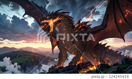 巨大な翼を持つドラゴン_4 124245419