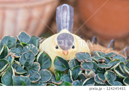 葉っぱに隠れる小鳥の置物 葉っぱに隠れる小鳥の置物 124245481