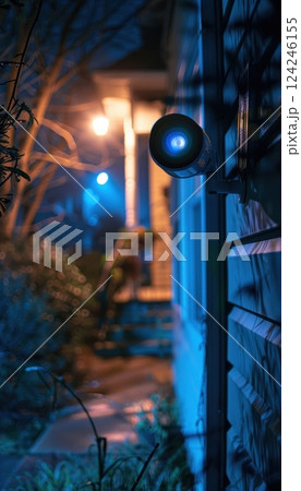 Advanced Night Vision Home Security Camera Capturing Motion Detection at Night Advanced Night Vision Home Security Camera Capturing Motion Detection at Night 124246155