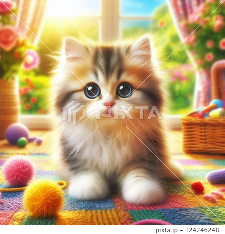 つぶらな瞳で見つめる子猫1 124246248