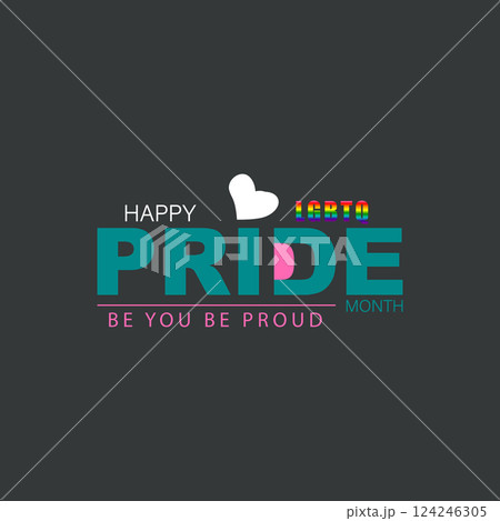 Happy Pride Month Typography with LGBTQ Symbol 124246305