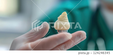 Medical Professional Holding Ceramic Hip Implant for Joint Replacement 124246345