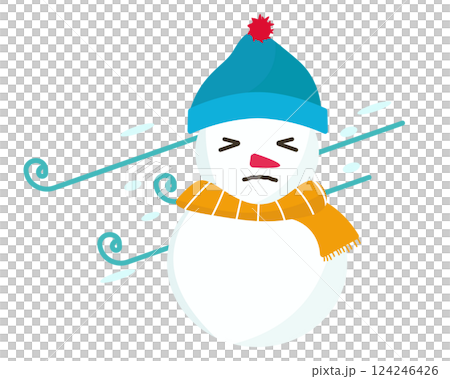 A snowman enduring the cold. Vector illustration 124246426