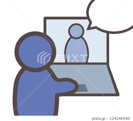 ビデオ通話する人のイラスト素材 ビデオ通話する人のイラスト素材 124246590