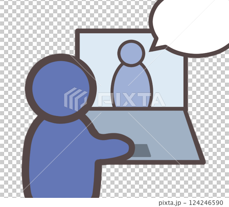 ビデオ通話する人のイラスト素材 ビデオ通話する人のイラスト素材 124246590