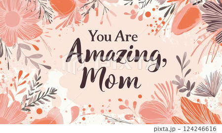 Modern Mother's Day Card Design with Abstract Pink and Peach Floral Theme for Print Modern Mother's Day Card Design with Abstract Pink and Peach Floral Theme for Print 124246616