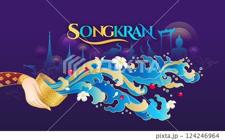 thailand water splash festival banner tourism attractions concept 124246964