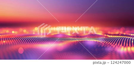 Futuristic Tech Design with Luminous Hexagons and Gradient Background for Digital Art 124247000