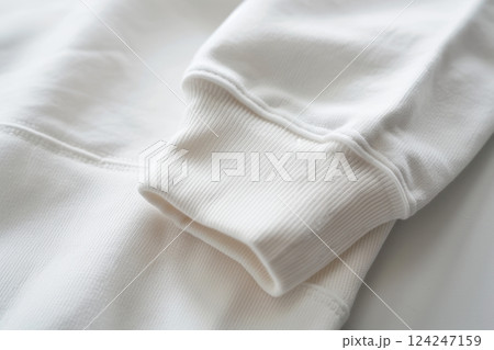 Soft White Sweatshirt Fabric Close-Up for Design and Fashion Inspiration 124247159