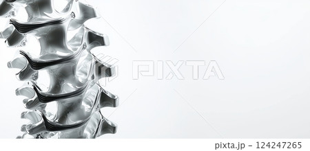 Commercial Banner Design Featuring Spinal Endoprosthesis with Metallic Finishes for Medical Innovations Commercial Banner Design Featuring Spinal Endoprosthesis with Metallic Finishes for Medical Innovations 124247265