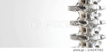 Polished Spinal Endoprosthesis on White Background for Medical Design and Print Materials 124247362