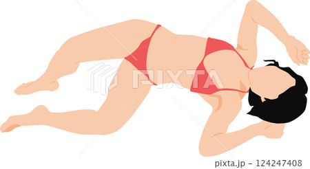 ポーズをとる水着を着た女性のイラスト 124247408