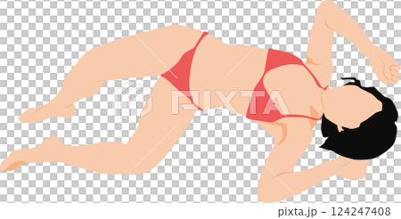 ポーズをとる水着を着た女性のイラスト 124247408