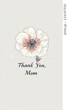 Minimalistic Mother's Day Card with Elegant Flower Illustration for Print and Posters Minimalistic Mother's Day Card with Elegant Flower Illustration for Print and Posters 124247592
