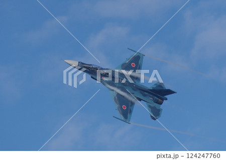 航空祭で機動飛行を行う航空自衛隊 飛行開発実験団のF-2B 124247760